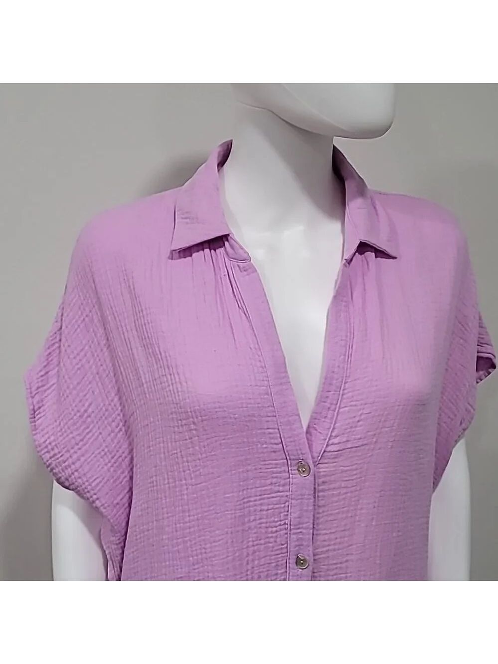 Show Me Your MuMu Boyd Button Down Shirt Size S Pink Purple NWT - Picture 4 of 11